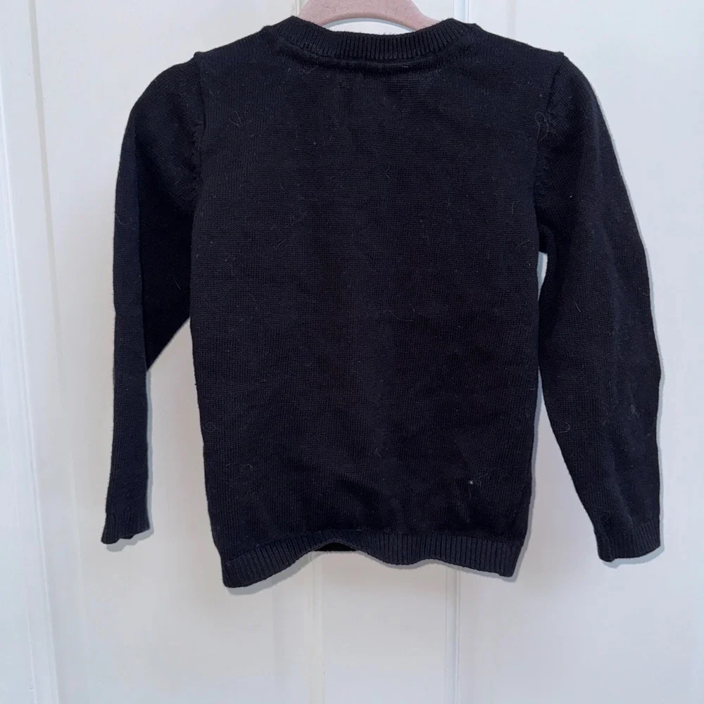 The Children's Place 2T Girls Black Knit Cardigan Sweater with Bows on Pockets